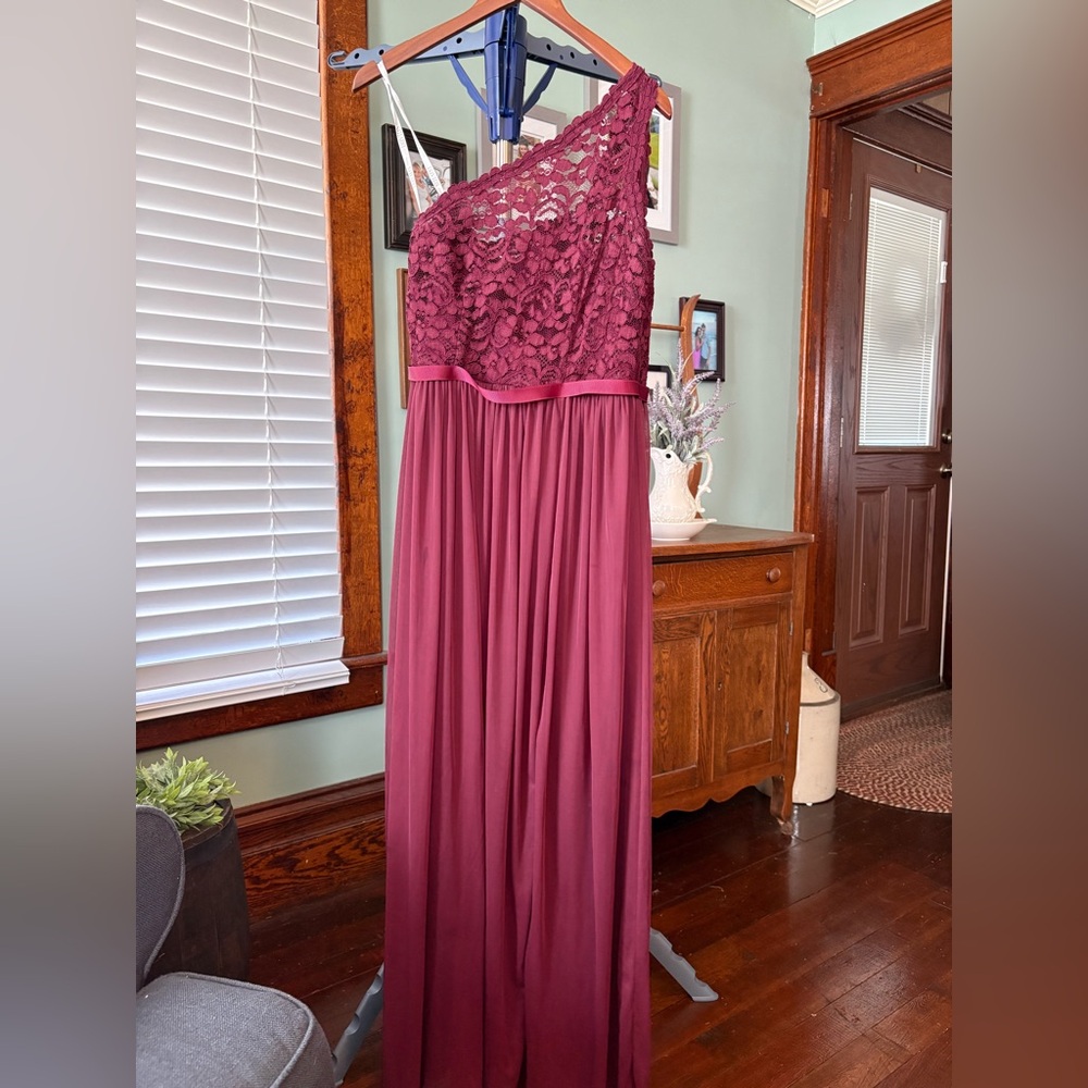 David's Bridal Burgundy Lace Dress